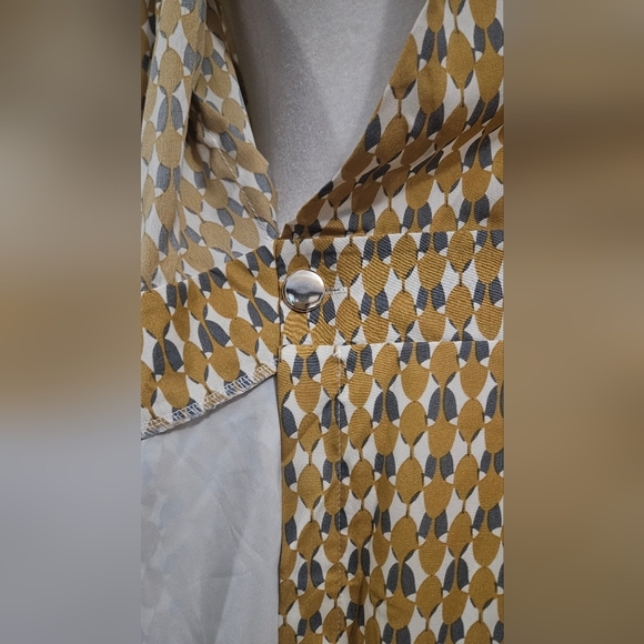 HL AFFAIR Mod Printed Wrap Maxi Long Sleeve Dress In Mustard/white/grey. S/M NWT - Picture 6 of 16